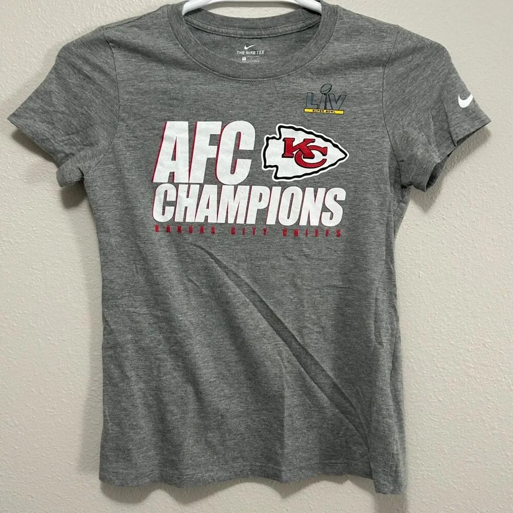 Nike Kansas City Chiefs Afc Champions Super Bowl Liv Womens S Gray T-Shirt